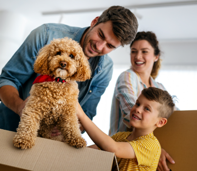 Family with new dog